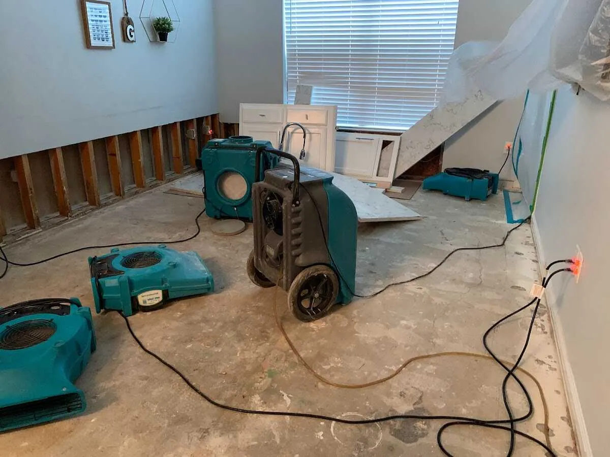 Dehumidifier in flood-cut room for Water Damage Restoration in Palmer